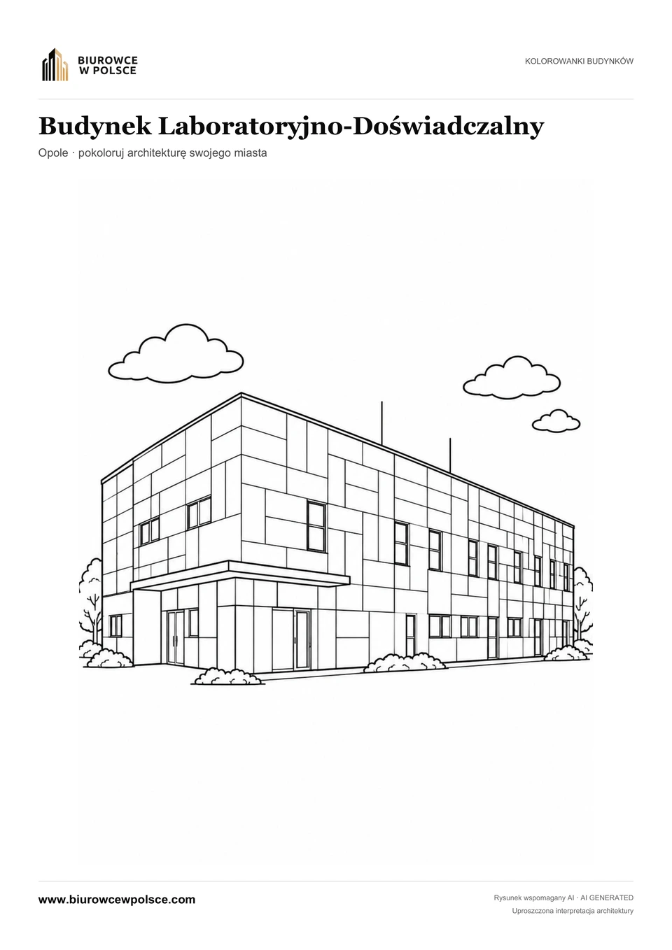 Kolorowanka Budynek Laboratoryjno-Doświadczalny — Opole