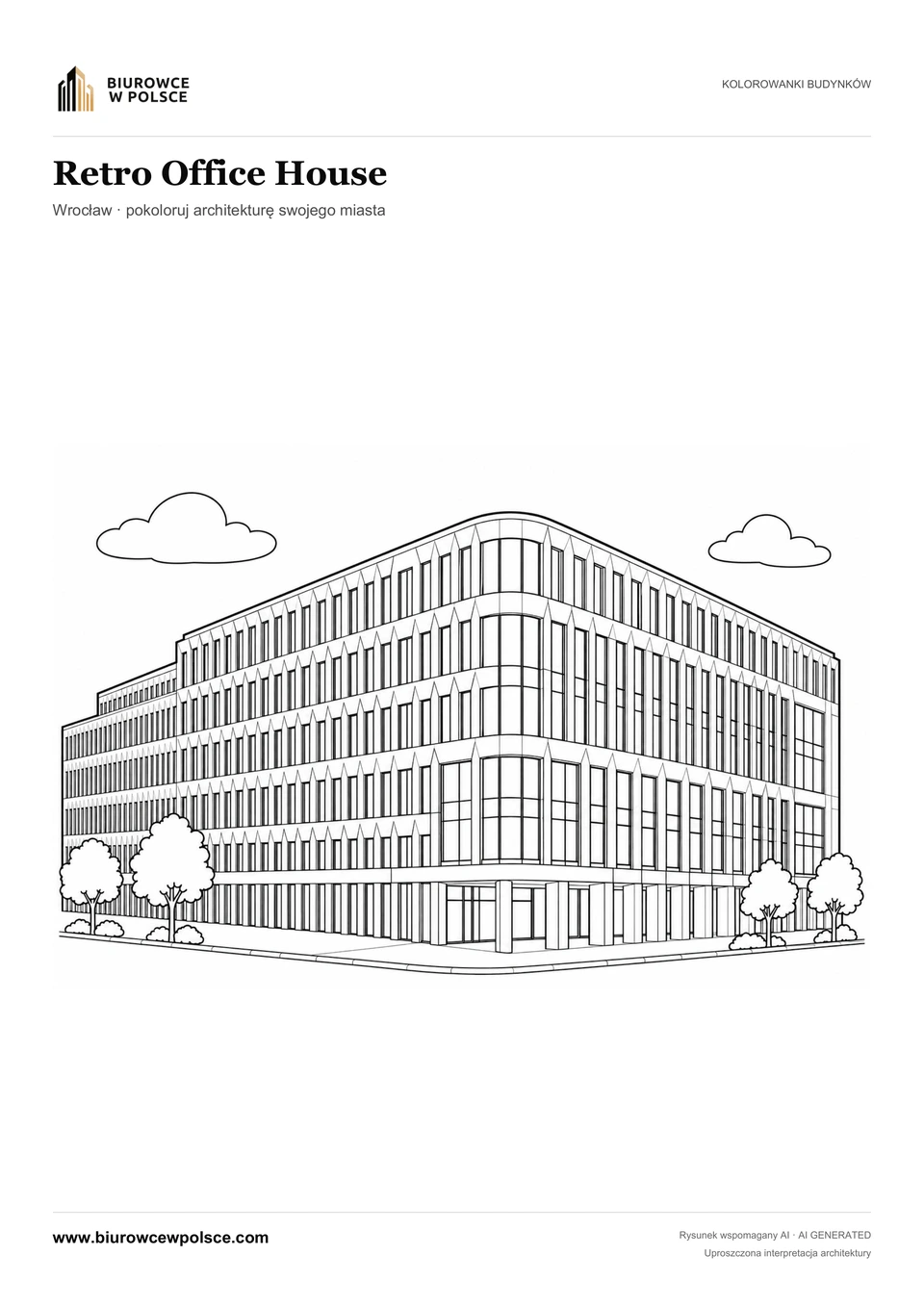 Kolorowanka Retro Office House — Wrocław