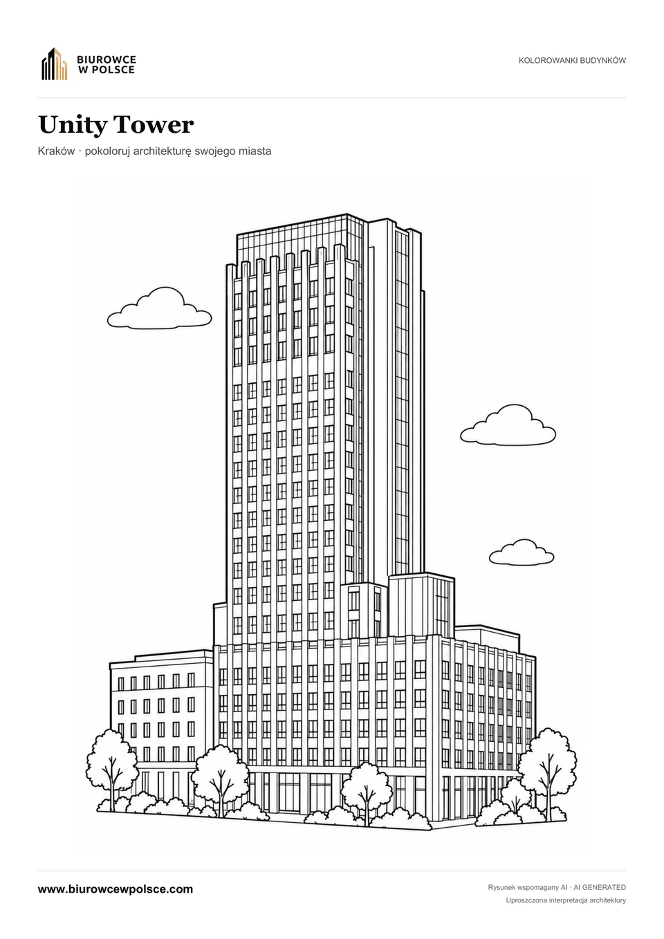 Kolorowanka Unity Tower — Kraków