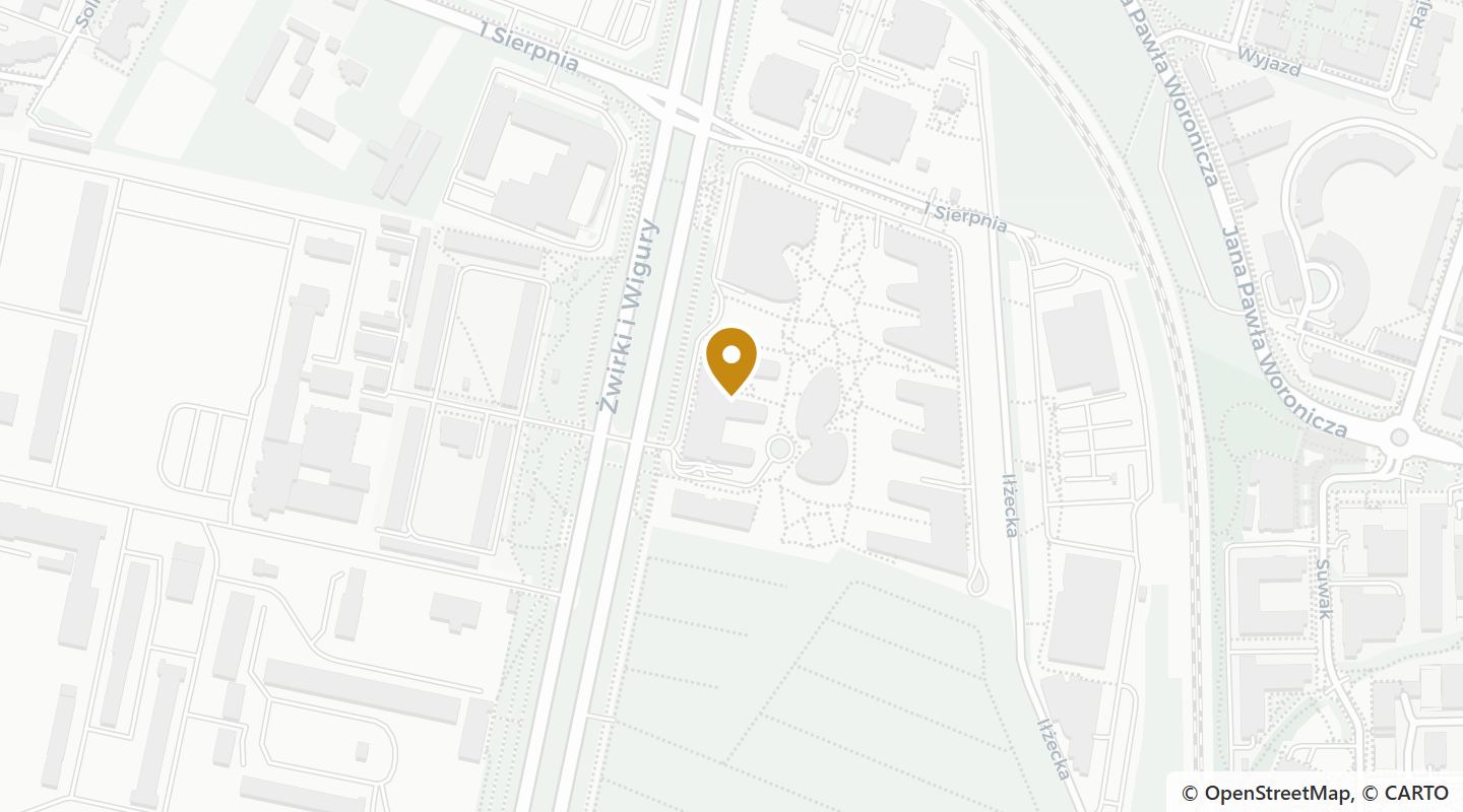 Mapa okolicy Business Garden Warszawa — Żwirki i Wigury 16, Warszawa. Dane mapy: OpenStreetMap.